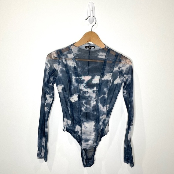 Fashion Nova Tops - Fashion Nova Sheer Long Sleeve Bodysuit